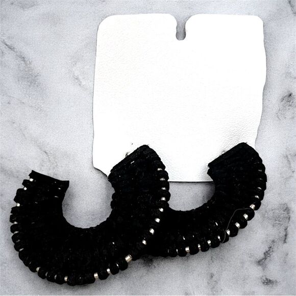 NWT New Free People Black See If I Care Hoop Earrings Lightweight Boho Western - Picture 1 of 5